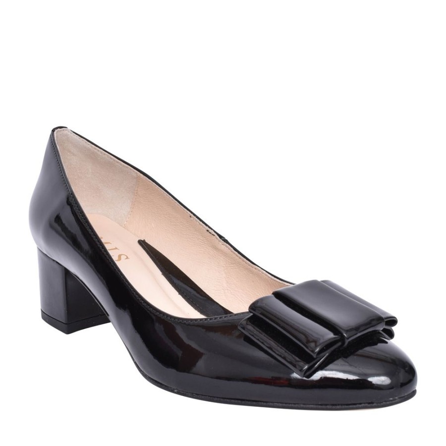 Ladies EMIS | Ladies L7951 Low Heel Court Shoe In Black Patent