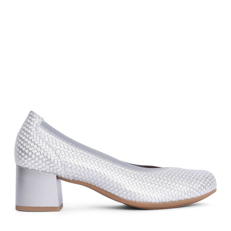 Ladies PITILLOS | Ladies 5090 Low Heel Court Shoe In Silver