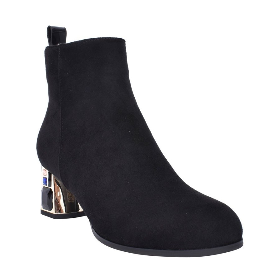 Ladies REDZ | Ladies F4116 Block Heel Ankle Boot In Black