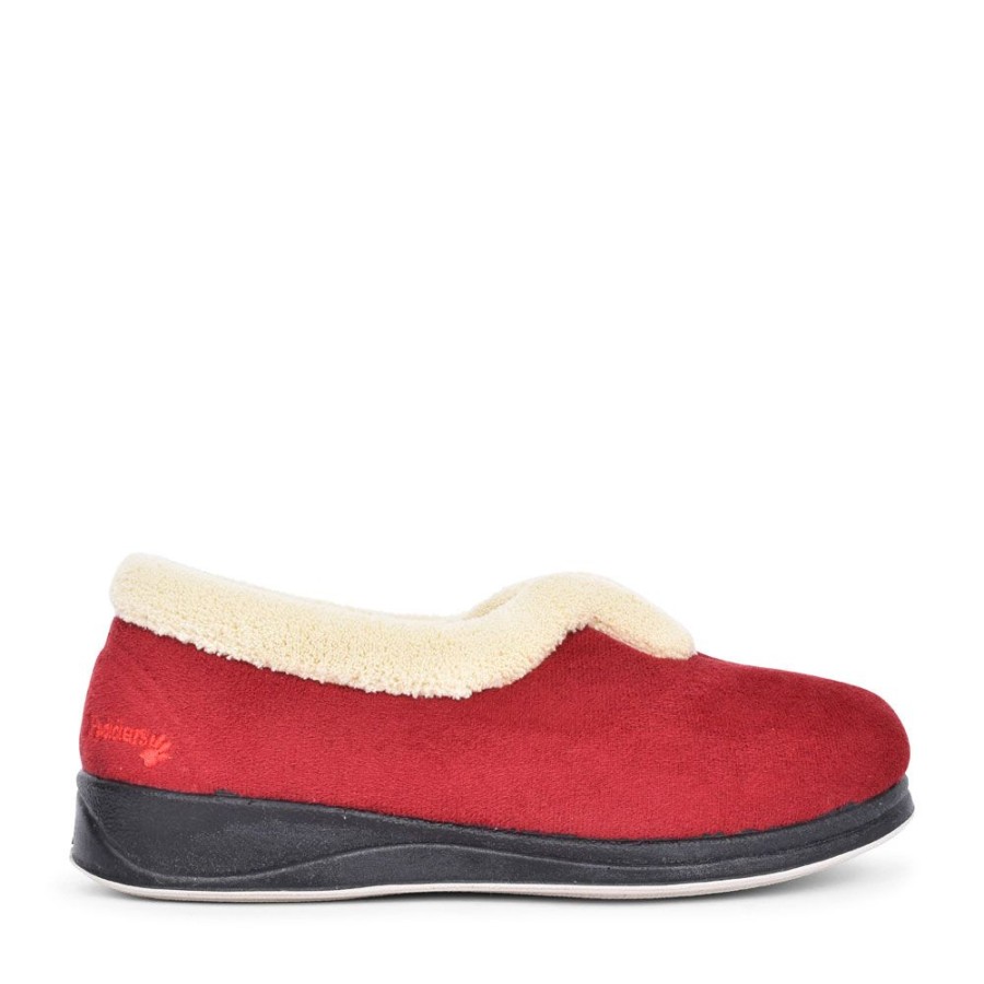 Ladies PADDERS | Ladies Carmen Faux Fur Trim Slipperin Red