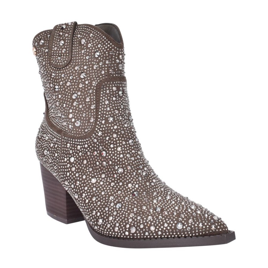 Ladies XTI | Ladies 141723 Block Heel Ankle Boot In Taupe