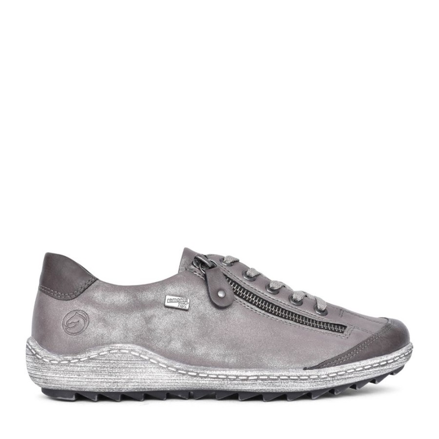 Ladies REMONTE | Ladies R1402 Tex Laced Trainer In Grey