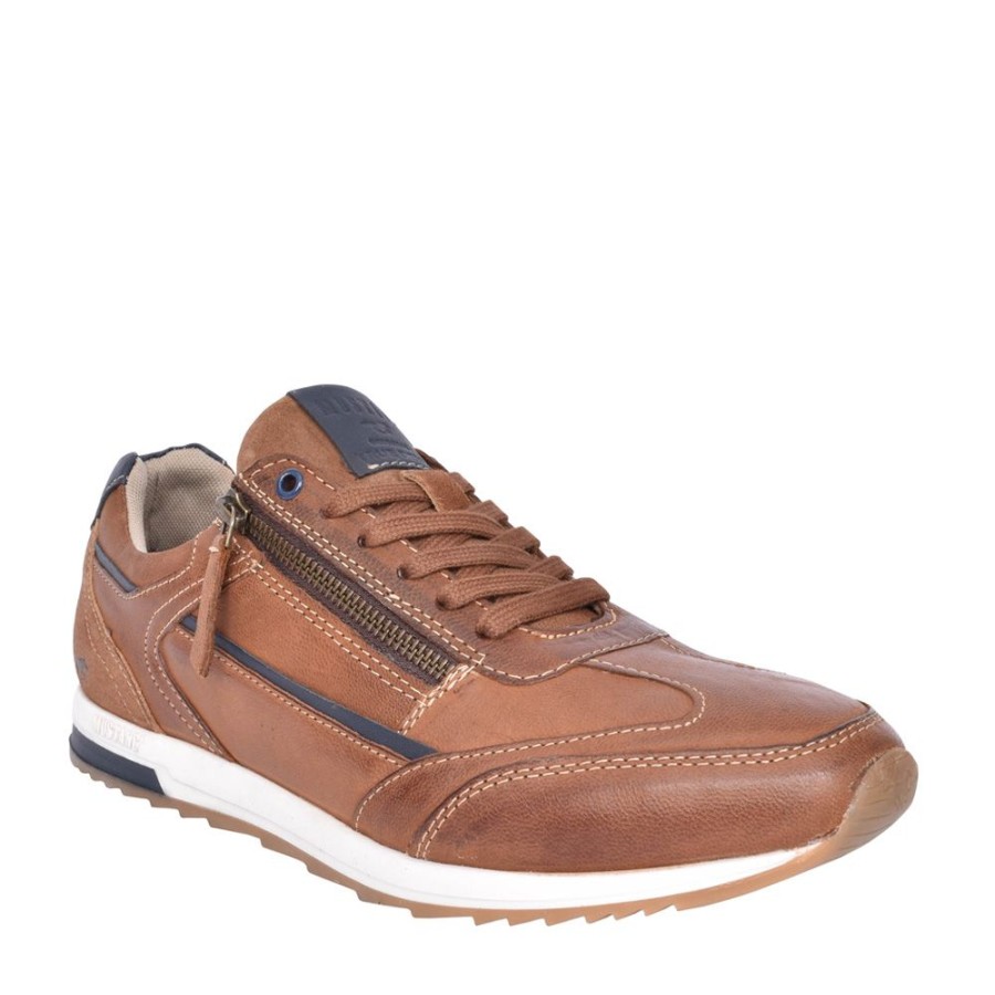 Mens MUSTANG | Mens 4944302 Laced Trainer In Tan