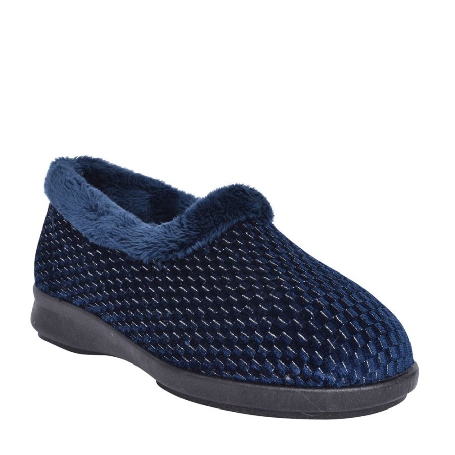 Ladies EASY B | Ladies 2V Extra Wide Betsy Slipper In Navy