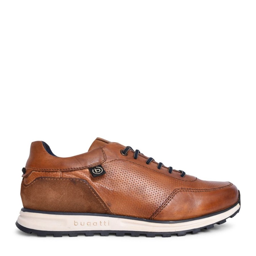 Mens BUGATTI | Mens A0212 Cirino Laced Trainer In Tan