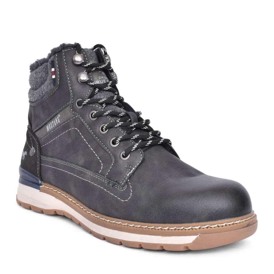 Mens MUSTANG | Ladies 4141602 Laced Ankle Boot In Dark Grey