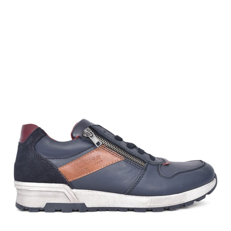 Mens RIEKER | Mens 15103 Laced Trainer In Navy