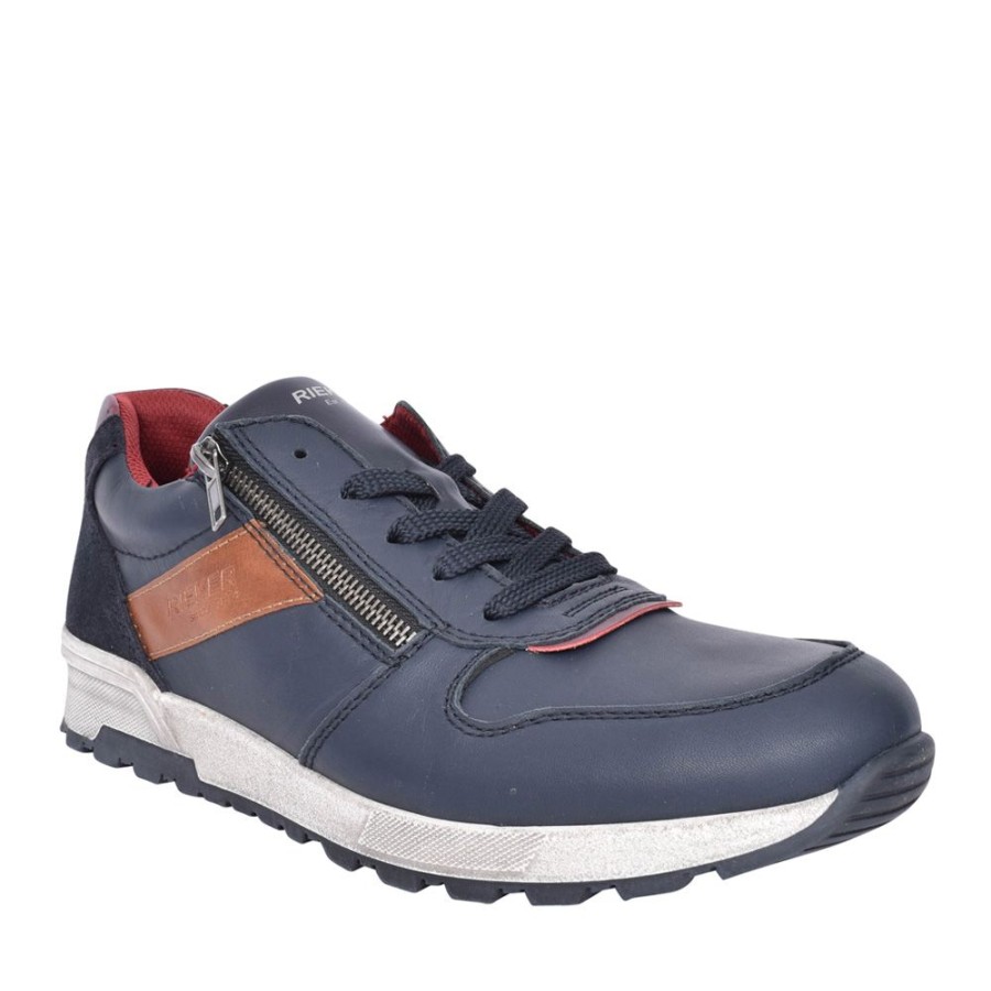 Mens RIEKER | Mens 15103 Laced Trainer In Navy