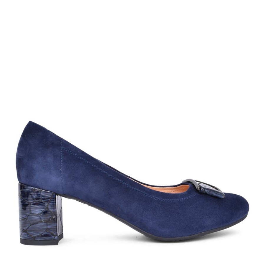 Ladies BIOECO | Ladies 5754 Medium Heel Court Shoe In Navy