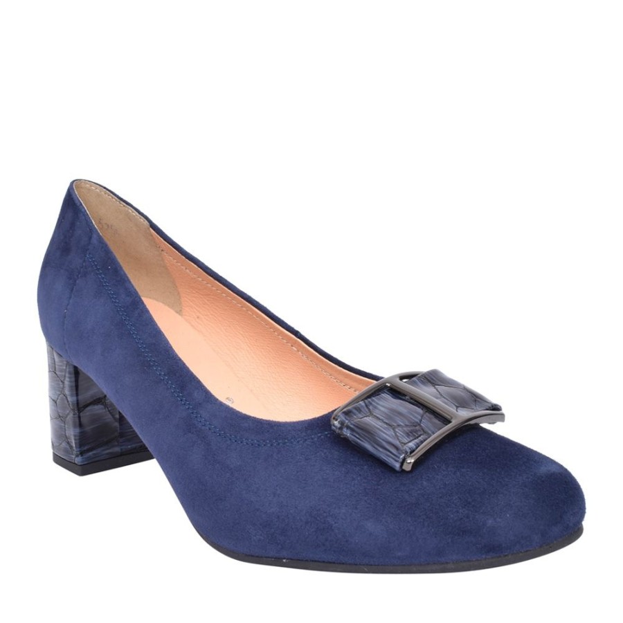 Ladies BIOECO | Ladies 5754 Medium Heel Court Shoe In Navy