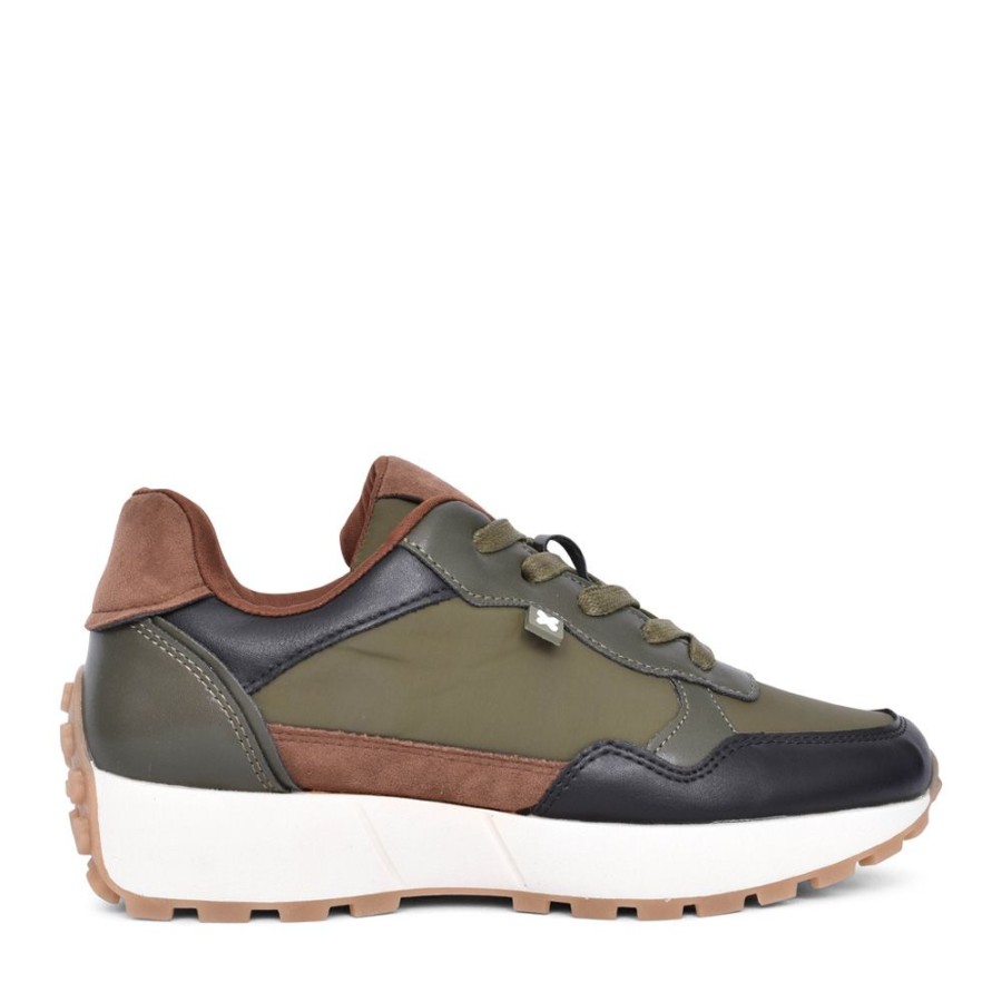 Ladies XTI | Ladies 142134 Wedge Trainer In Khaki