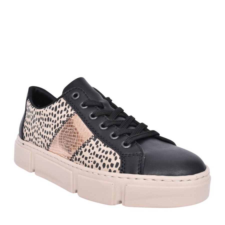 Ladies RIEKER | Ladies N5910 Laced Trainer In Black