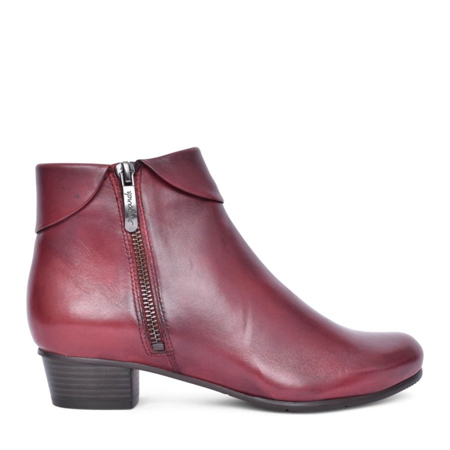 Ladies REGARDE LE CIEL | Ladies Stefany-03 Block Heel Ankle Boot In Burgandy