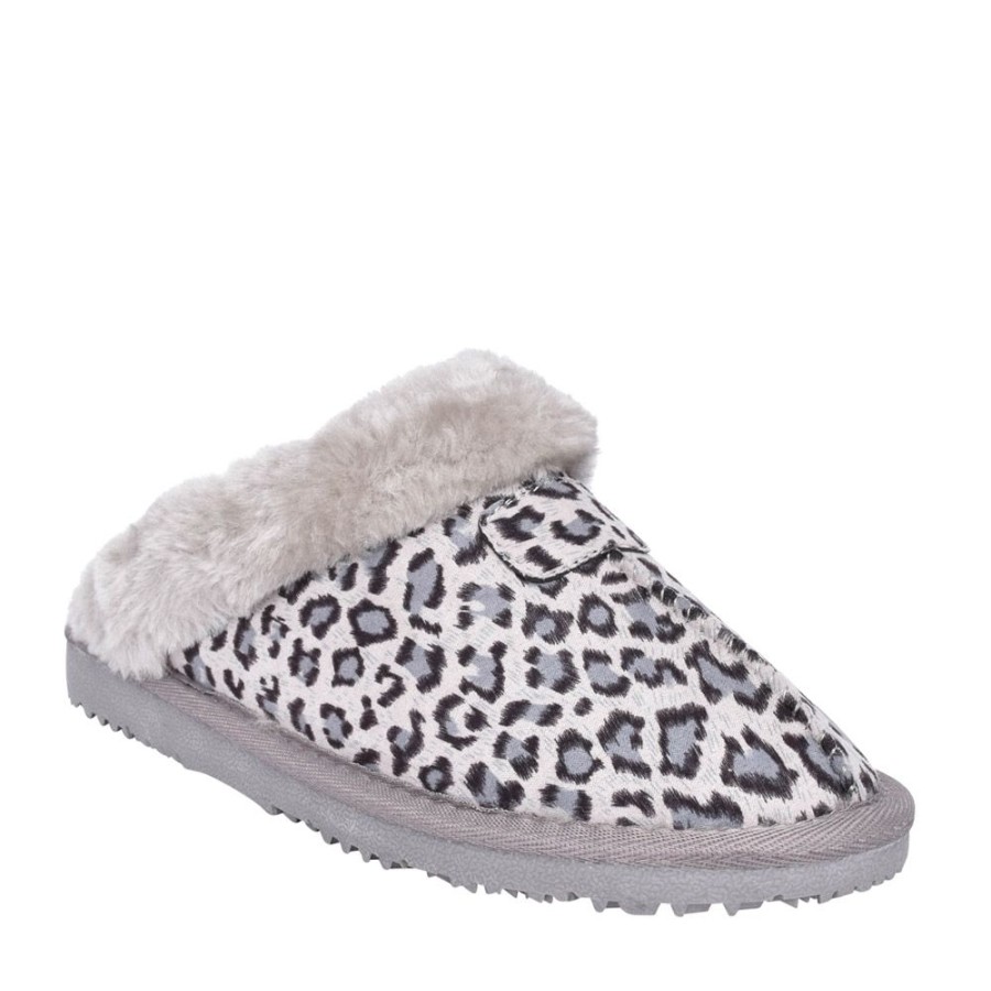 Ladies ELLA | Ladies Jill Leopard Mule Slipper In Grey