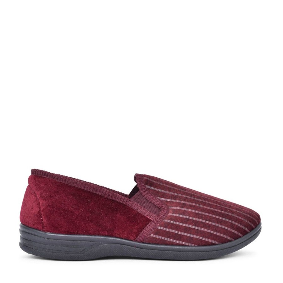 Mens JO & JOE | Mens Charles Striped Slipper In Burgandy