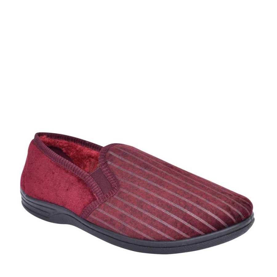 Mens JO & JOE | Mens Charles Striped Slipper In Burgandy