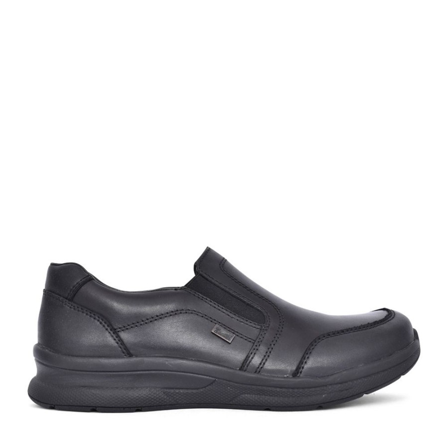 Mens RIEKER | Mens 14850 Tex Slip-On Shoe In Black