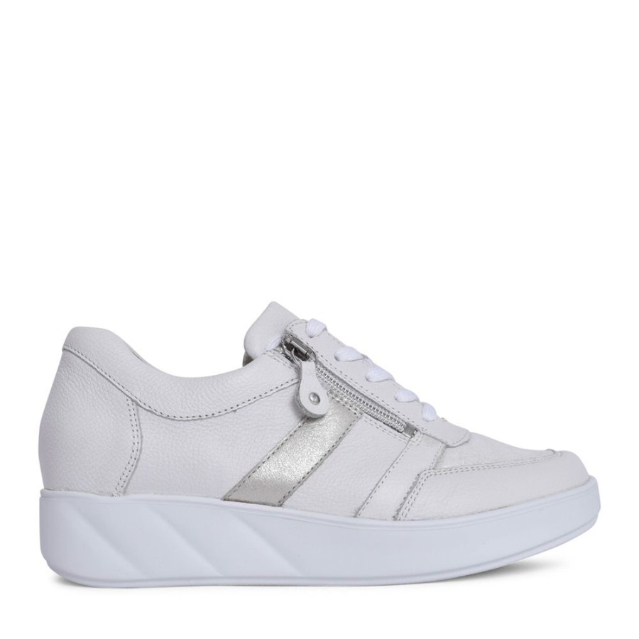 Ladies WALDLAUFER | Ladies 622K01 K-Lili Laced Trainer In White