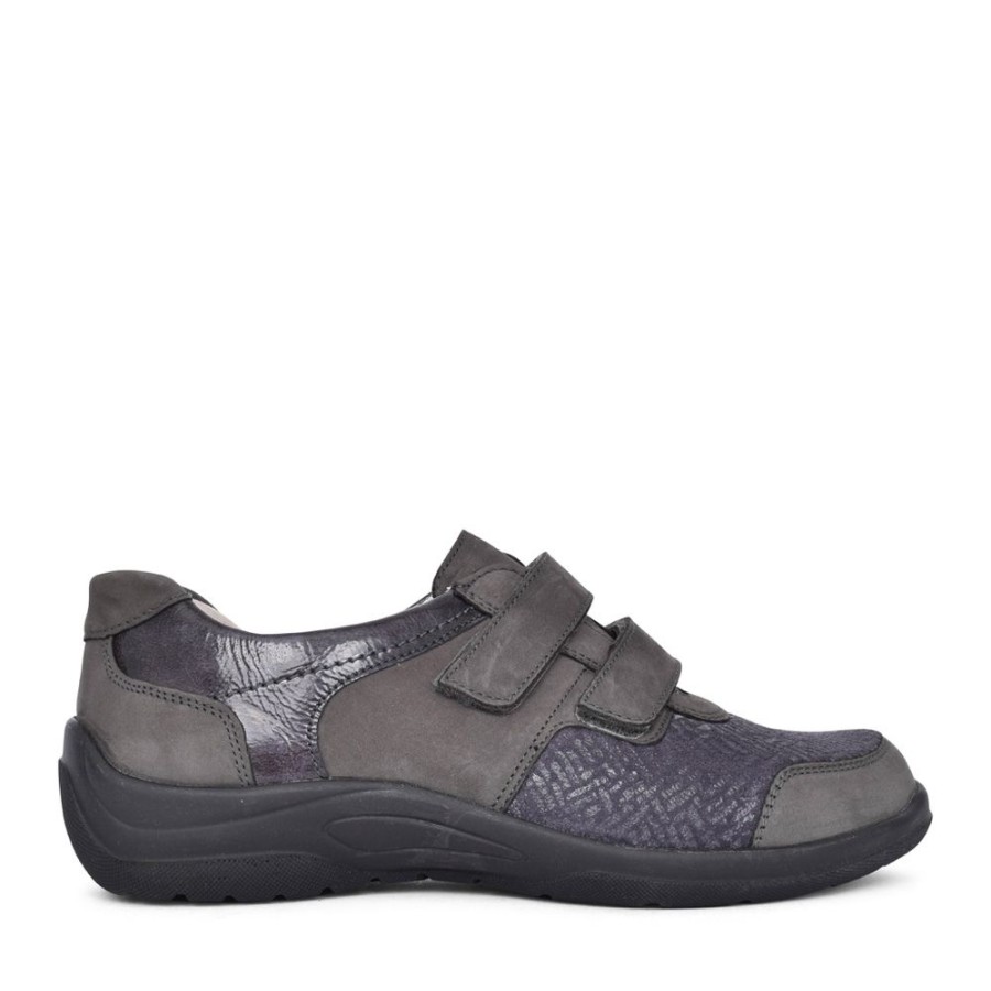 Ladies WALDLAUFER | Ladies 312H01 Charcoal Hesna Velcro Shoe In Charcoal