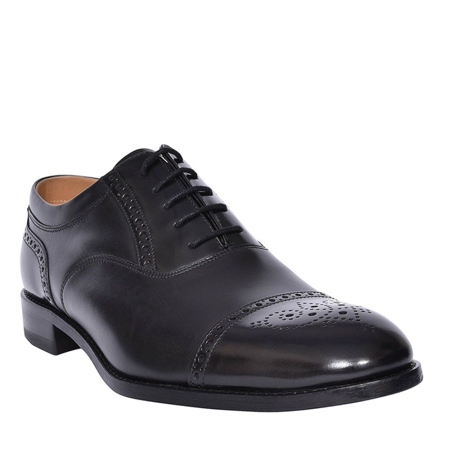 Mens LOAKE | Mens Toe Cap Lace Brogue For Men In Black