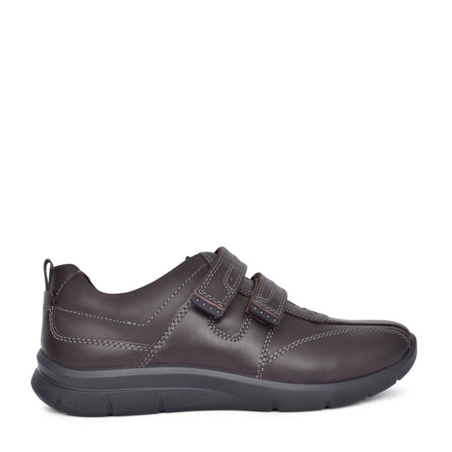 Mens HOTTER | Mens Energise Leather Velcro Shoe In Brown