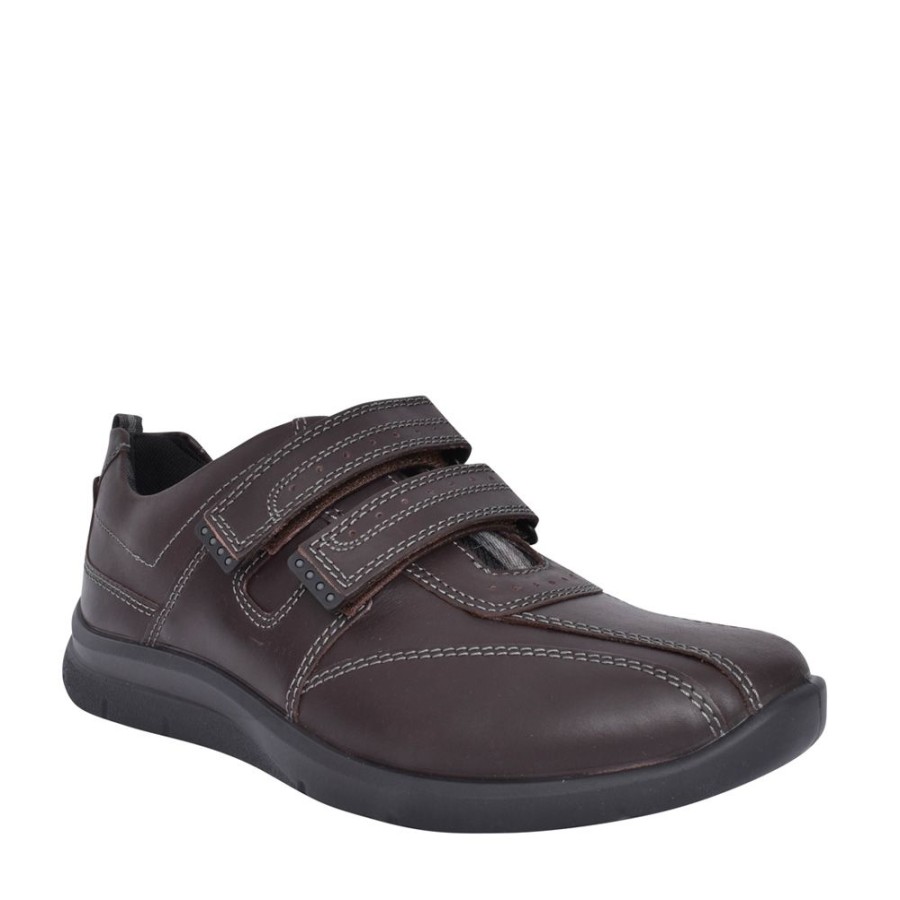 Mens HOTTER | Mens Energise Leather Velcro Shoe In Brown