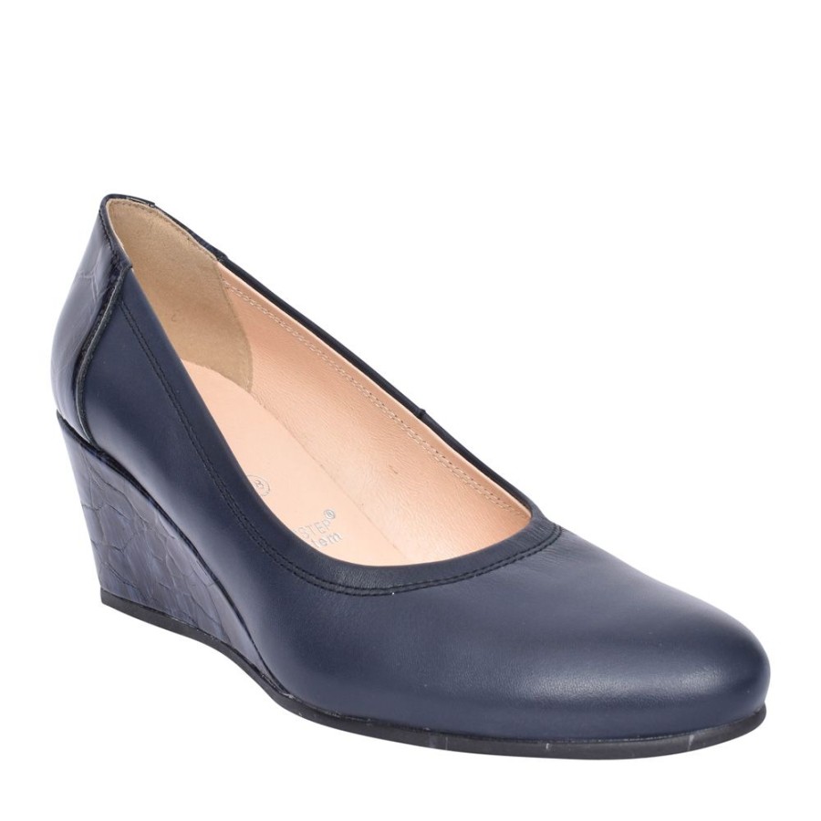 Ladies BIOECO | Ladies 5899 Wedge Court Shoe In Navy