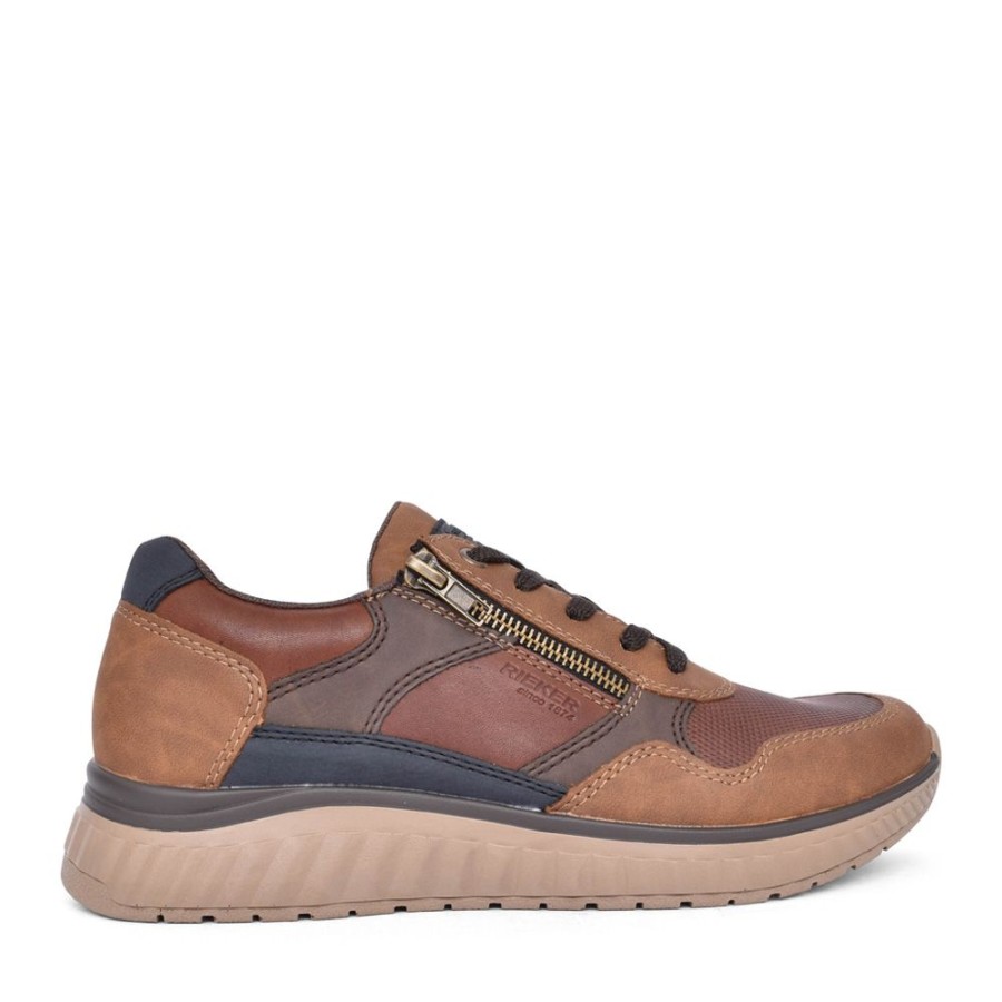 Mens RIEKER | Mens B0601 Laced Trainer In Brown