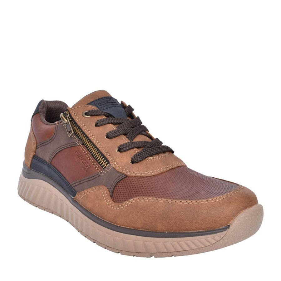 Mens RIEKER | Mens B0601 Laced Trainer In Brown