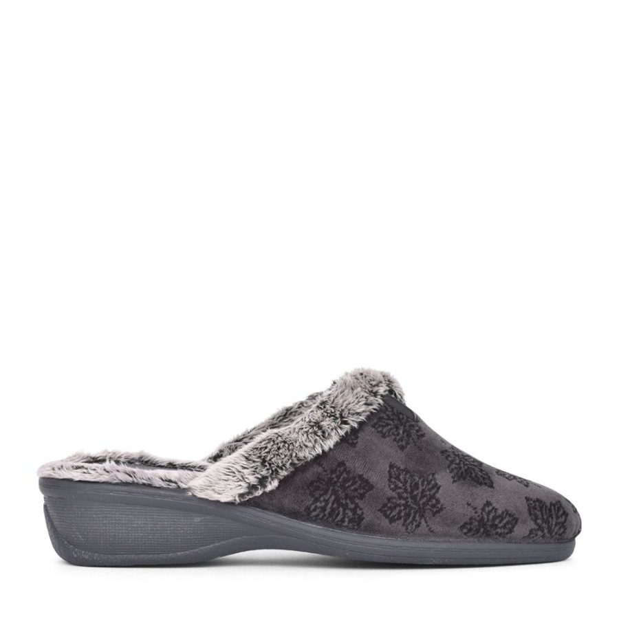 Ladies LOTUS | Wedge Mule Slipper In Grey