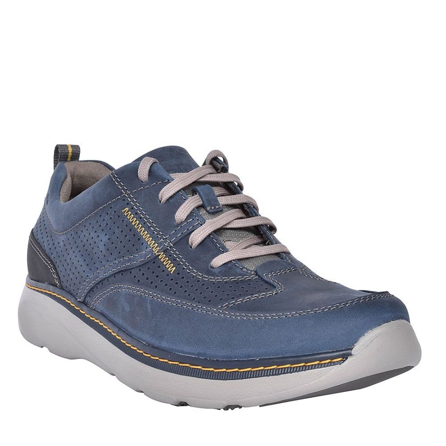 Mens CLARKS | Charton Mix Casual Leather Shoe For Men In Navy