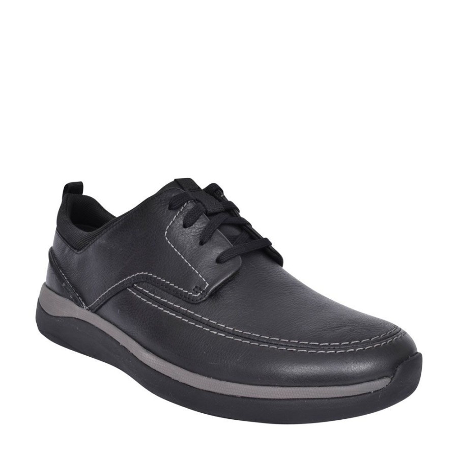 Mens CLARKS | Men'S Garratt Street Leather G Fit Laced Shoein Blk Leather