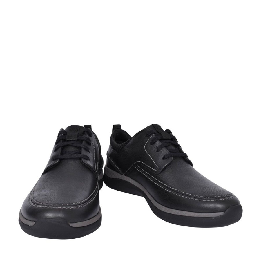 Mens CLARKS | Men'S Garratt Street Leather G Fit Laced Shoein Blk Leather