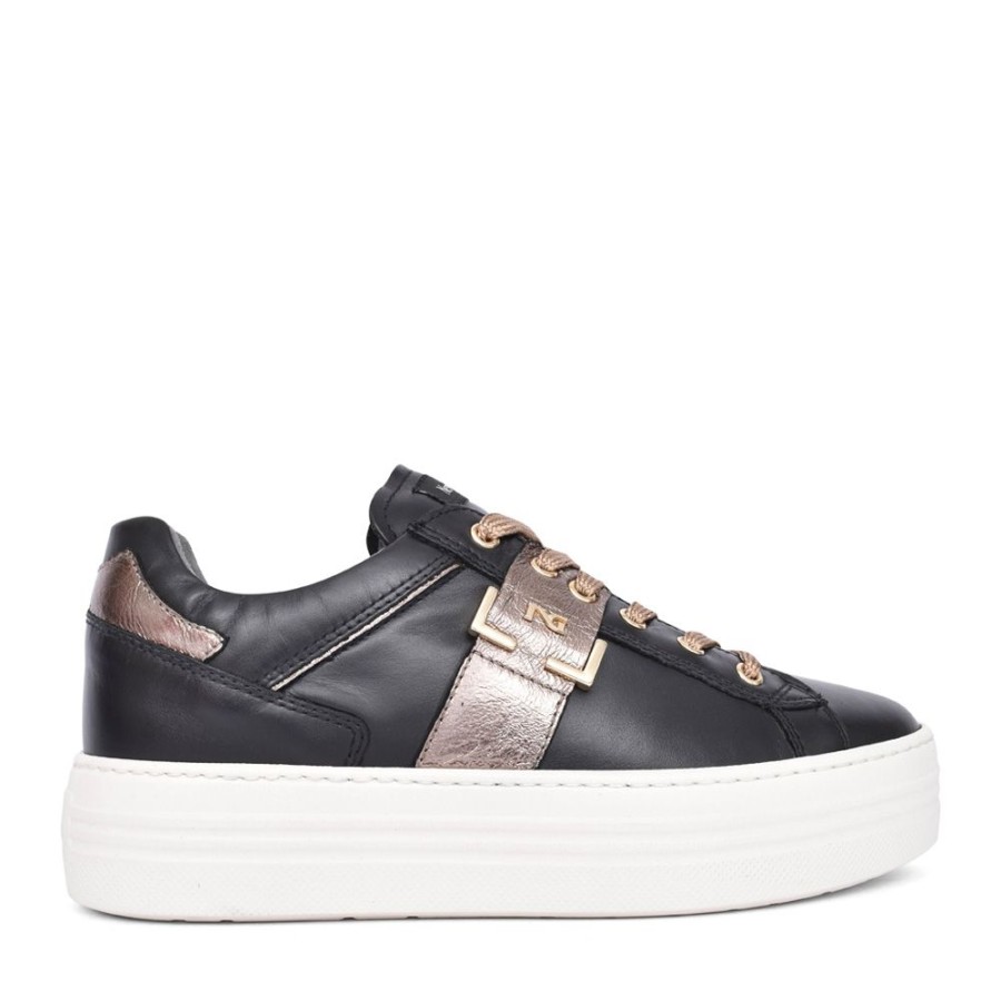 Ladies NEROGIARDINI | Ladies I308412D Laced Trainer In Black