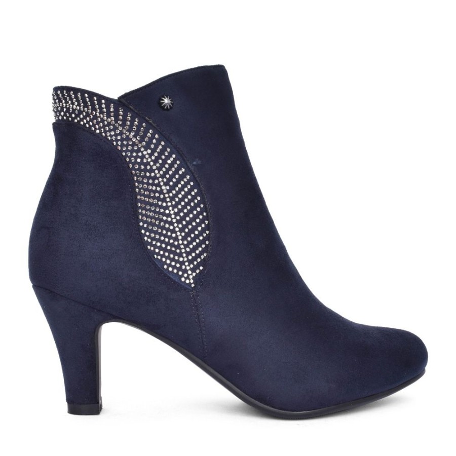 Ladies REDZ | Ladies D2659 Low Heel Ankle Boot In Navy