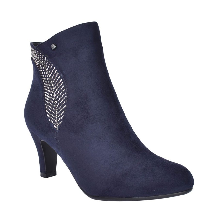 Ladies REDZ | Ladies D2659 Low Heel Ankle Boot In Navy