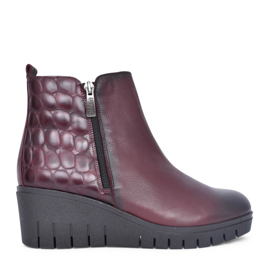 Ladies VALERIA'S | Ladies 9613 Wedge Heel Ankle Boot In Wine