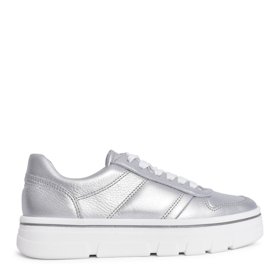 Ladies ARA | Ladies 12-47101 Laced Trainer In Silver