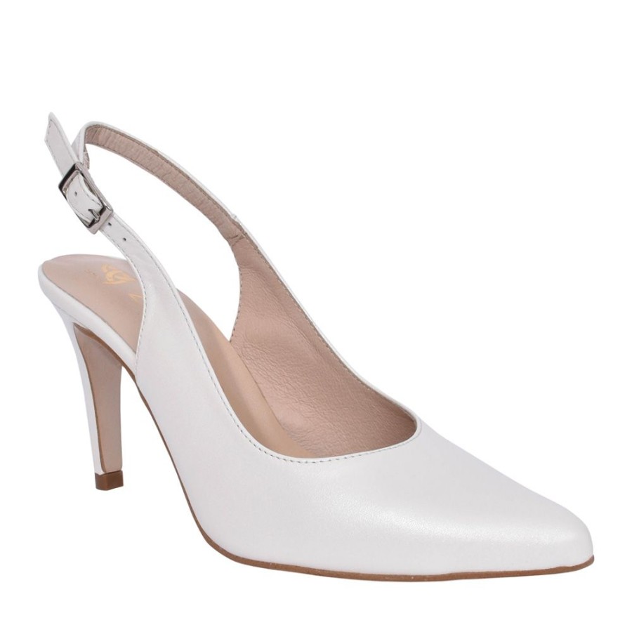 Ladies ZANY | Ladies Rp0003 Medium Heel Slingback In White