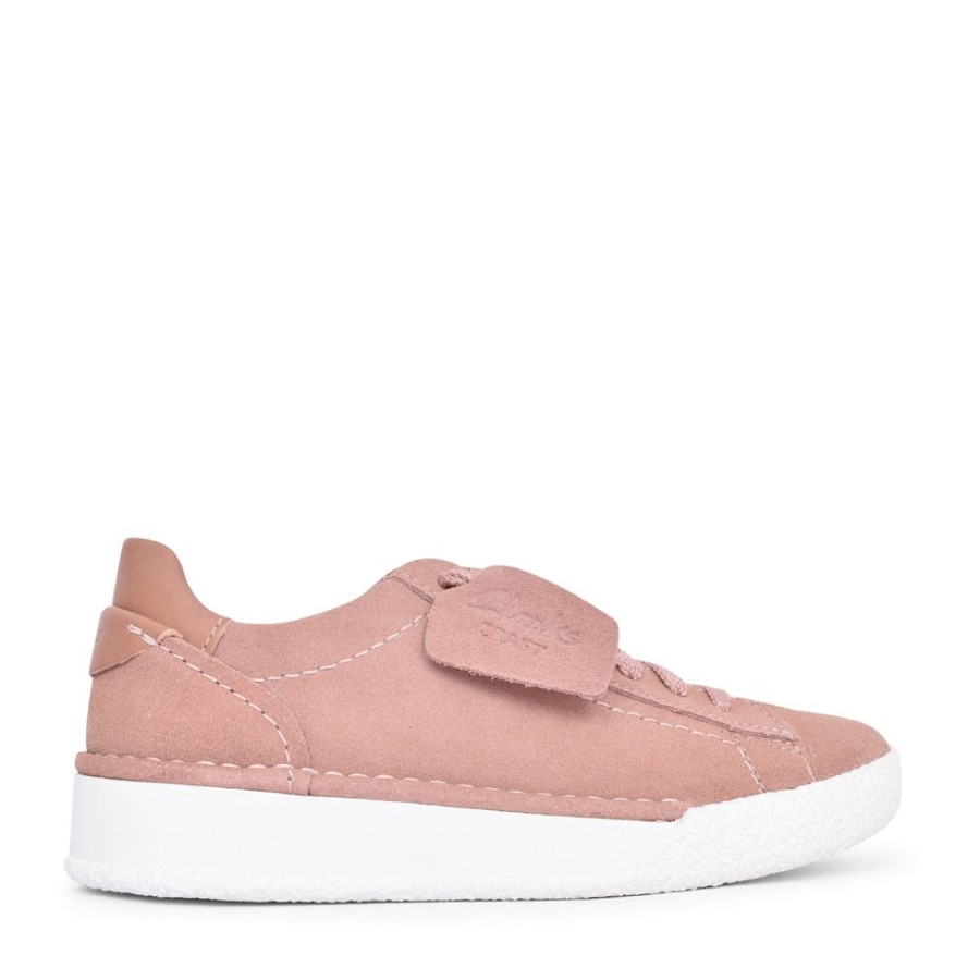 Ladies CLARKS | Ladies Craft Cup Suede D-Fit Trainer In Rose