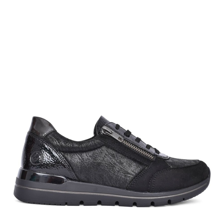 Ladies REMONTE | Ladies R6700 Laced Trainer In Black