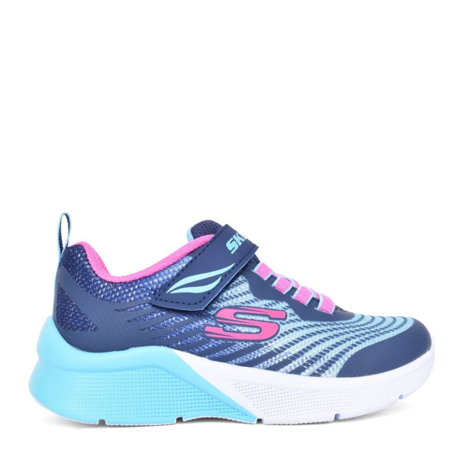 Girls SKECHERS | Girls Micro Spec Rejoice Racer Velcro Trainer In Navy