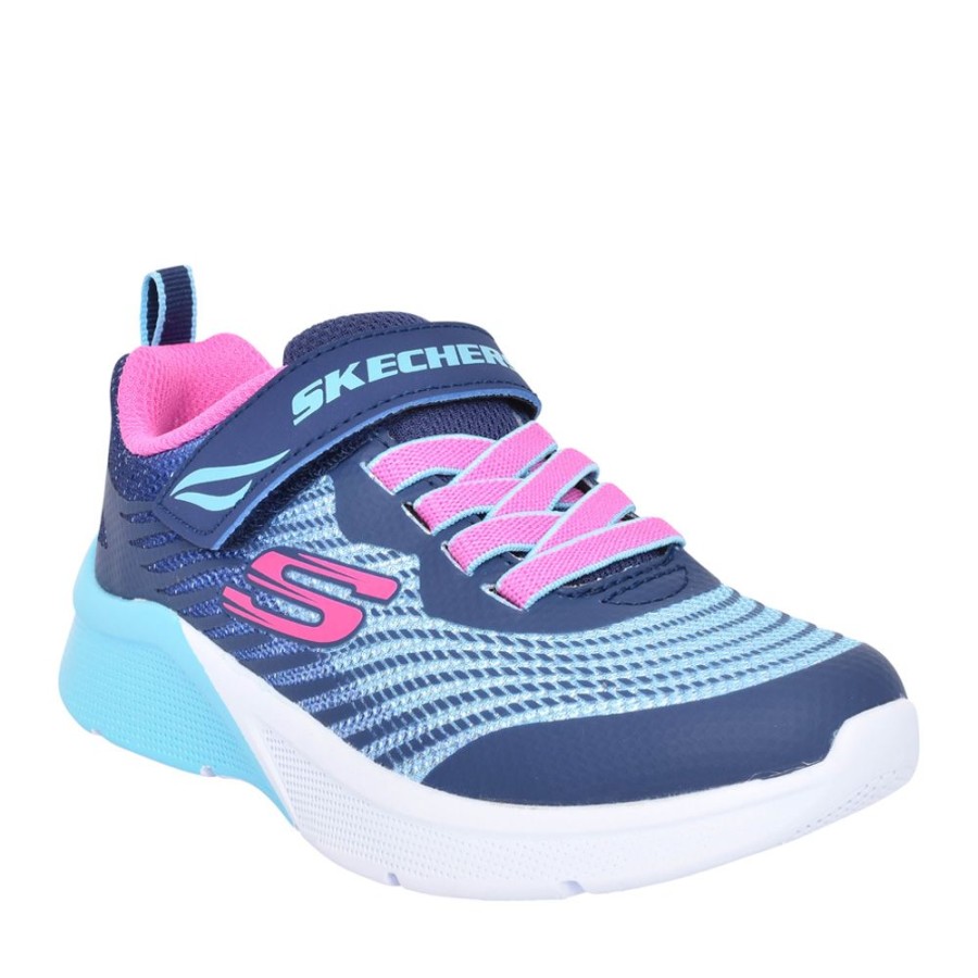 Girls SKECHERS | Girls Micro Spec Rejoice Racer Velcro Trainer In Navy