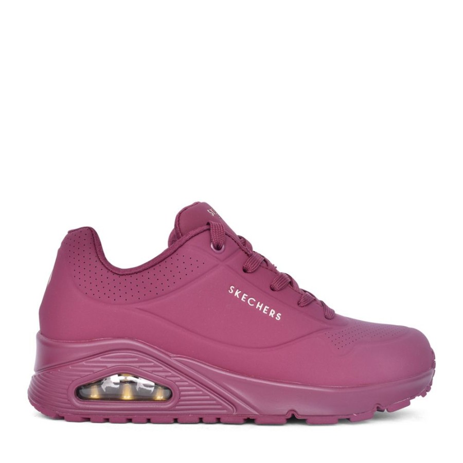 Ladies SKECHERS | Ladies 73690 Uno Stand On Air Laced Trainer In Plum