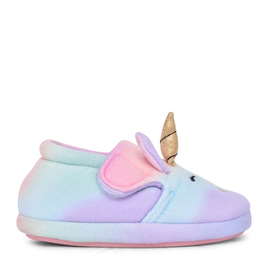 Girls CLARKS | Girls Fluffy Snug K Multicolour Slipper In Kids F Fit