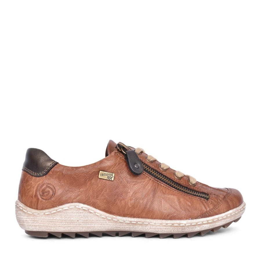 Ladies REMONTE | Ladies R1402 Tex Laced Trainer In Brown