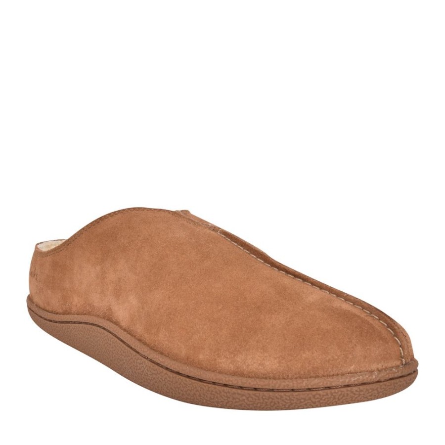 Mens CLARKS | Mens Home Mule Suede G-Fit In Tan