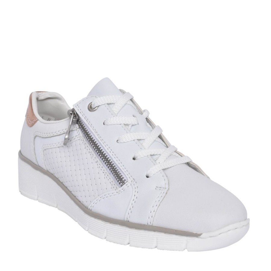 Ladies RIEKER | Ladies 53703 Laced Trainer In White