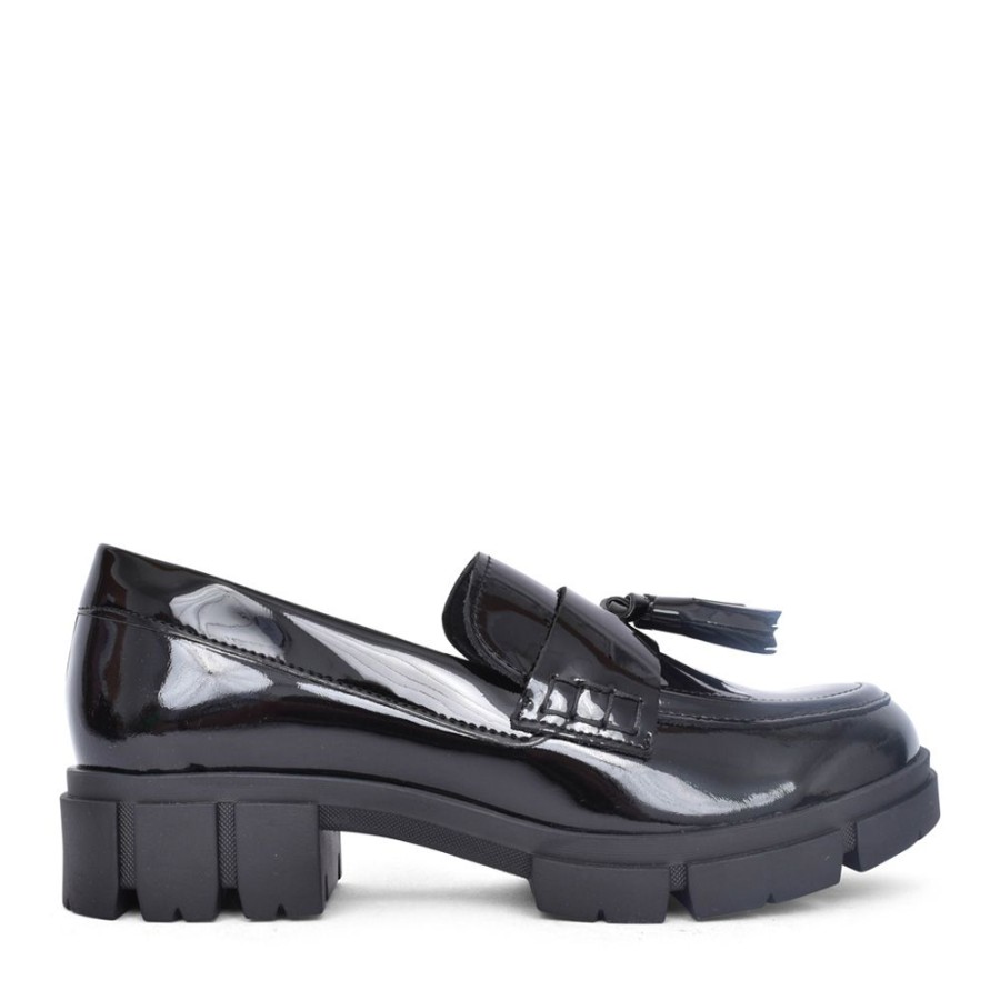 Ladies CLARKS | Ladies Teala Loafer Black Patent D-Fit Loafer In Black Patent