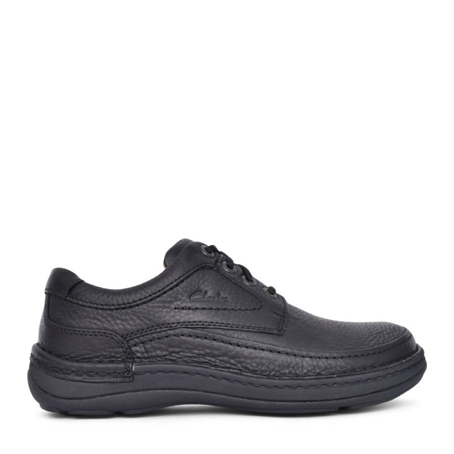 Mens CLARKS | Mens Nature Three G-Fit Leather Laced Shoe In Black